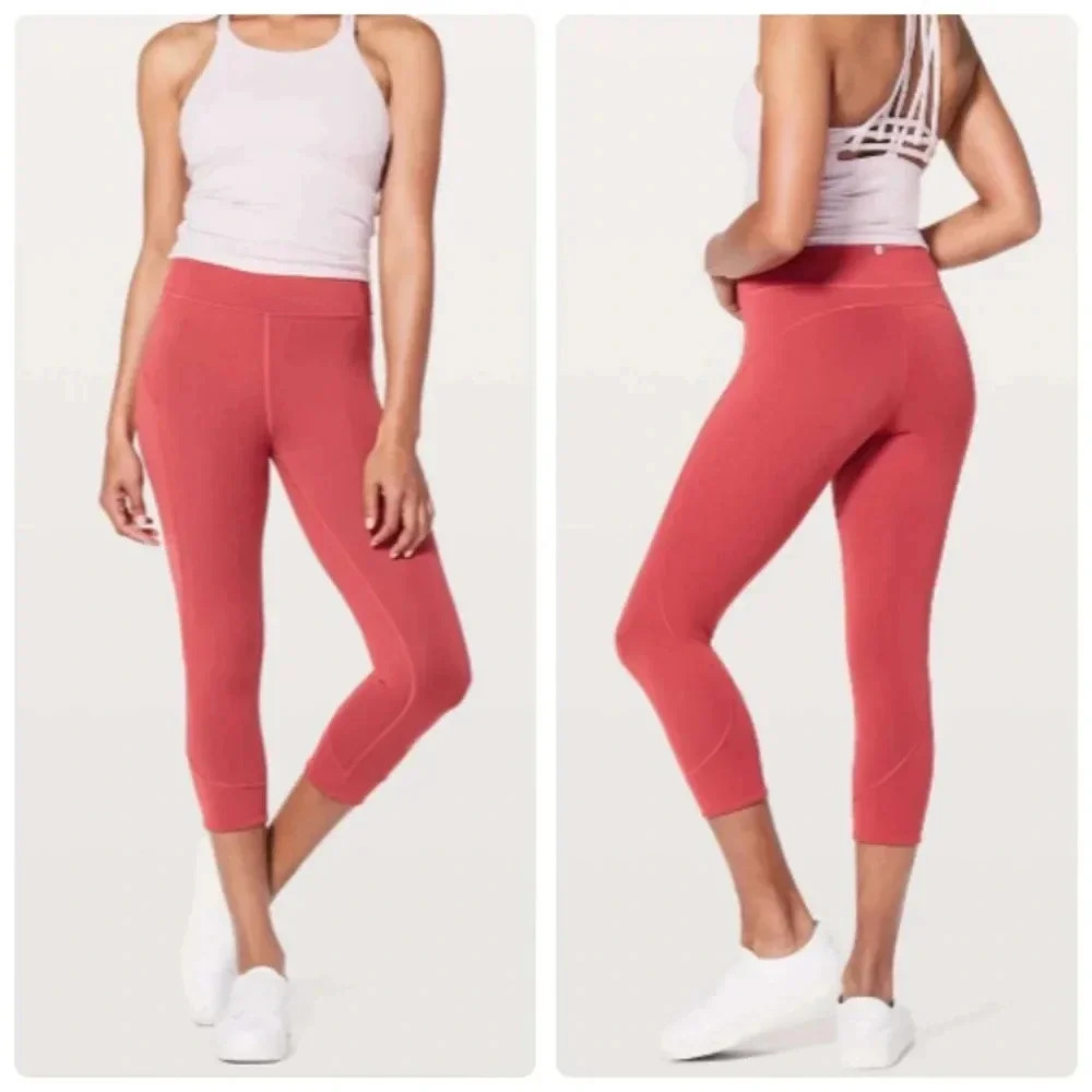 Lululemon In Movement Crop *Everlux 19" Vintage Rose Size 6